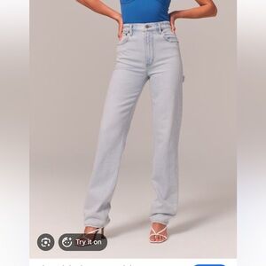 Abercrombie Light Blue 90s High Rise Straight Leg Carpenter Jeans- Size 28